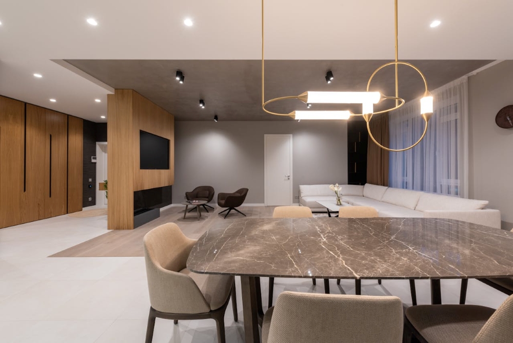 nowoczesne salony z oświetleniem LED