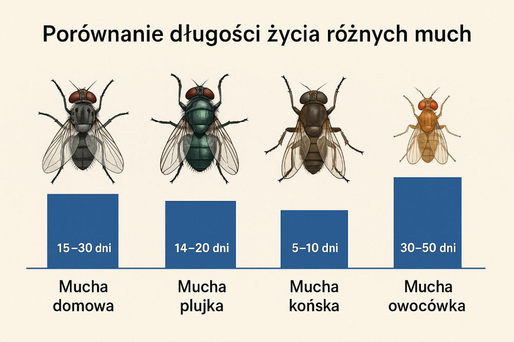 ile żyje mucha - konkretne gatunki