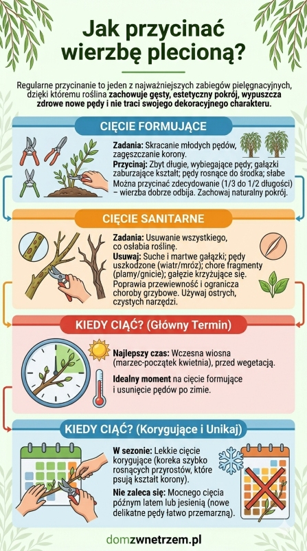 jak przycinać wierzbę plecioną? infografika