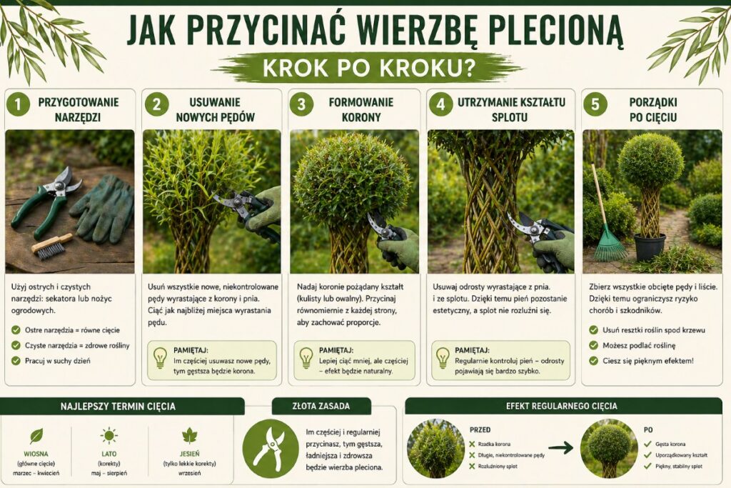jak przycinać wierzbę plecioną krok po kroku - infografika