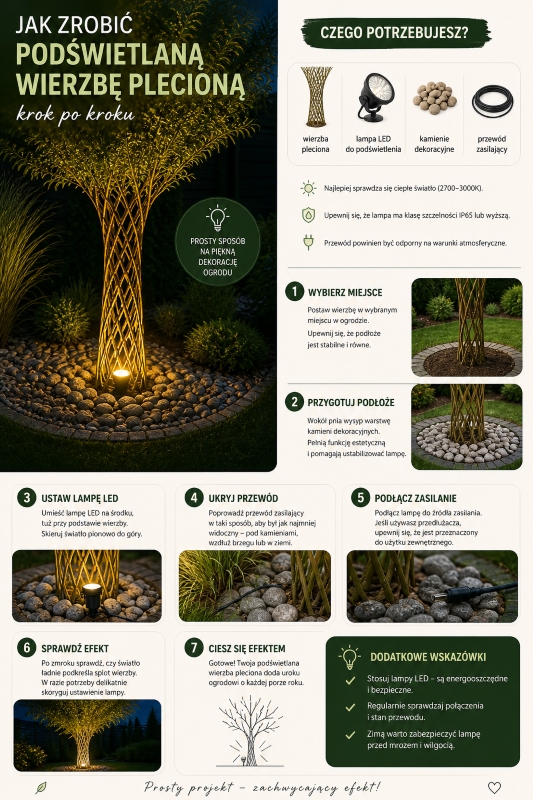 wierzba pleciona podświetlona - infografika