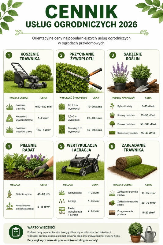 ile kosztuje godzina pracy ogrodnika - infografika