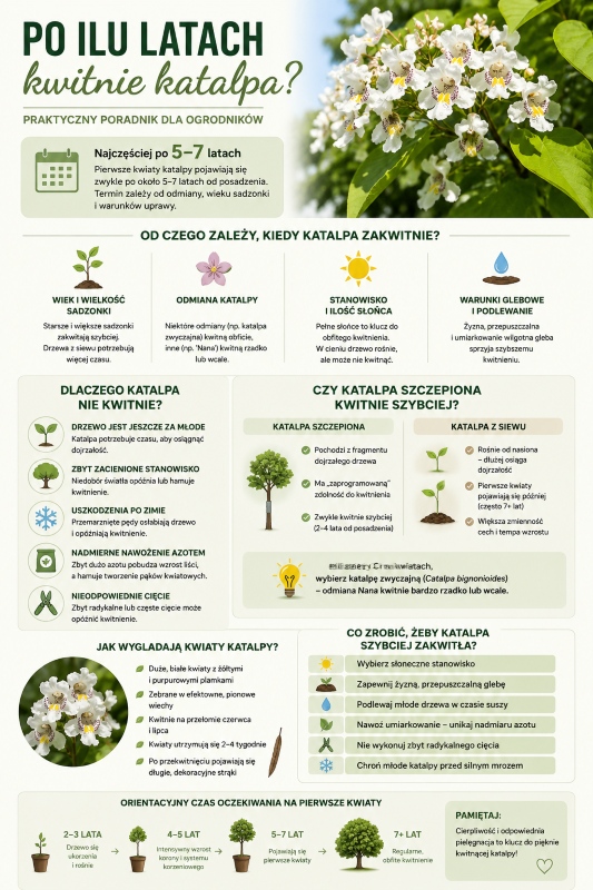 po ilu latach kwitnie katalpa - infografika