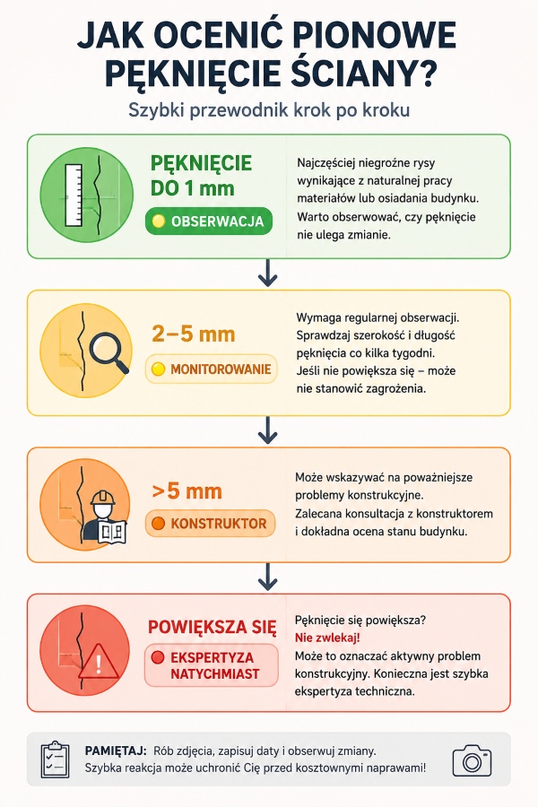 jak ocenić pionowe pęknięcie ściany