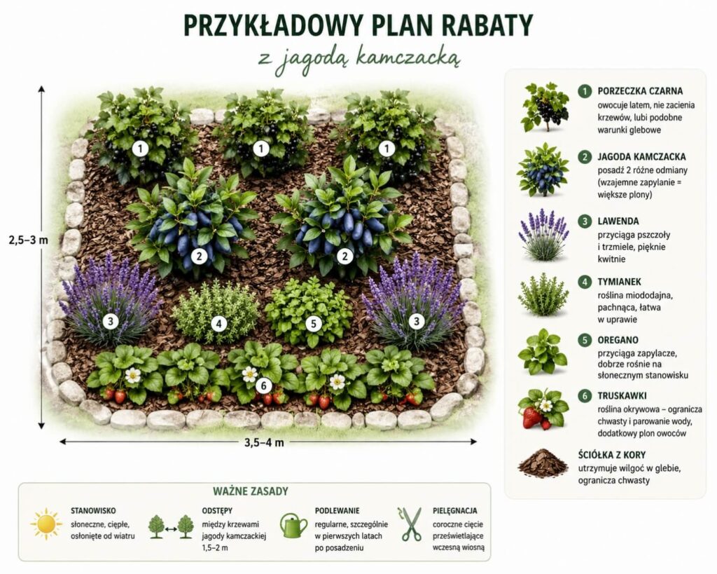 przykładowy plan rabaty z jagodą kamczacką