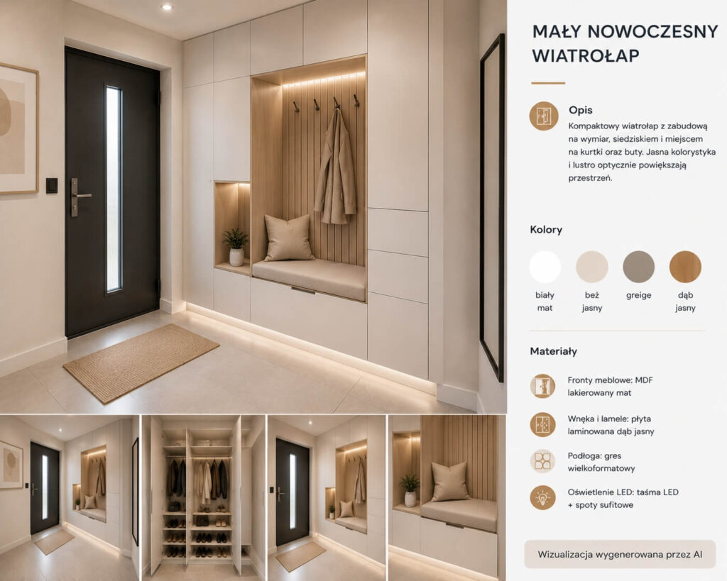 mały nowoczesny wiatrołap - aranżacja