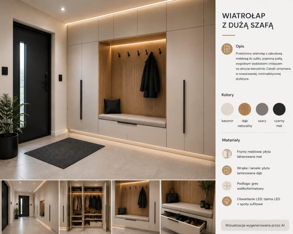 wiatrołap z dużą szafą - aranżacja